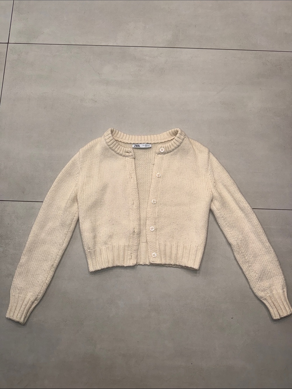 Zara Cream Cropped Knit Cardigan